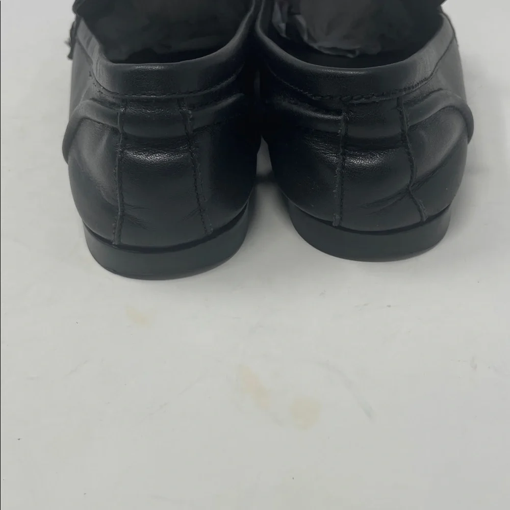 Jeffrey Campbell Black Leather Gold Accent Horsebit Slip On Loafers Size 8.5